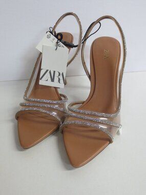 ZARA WOMEN'S RHINESTONE HEELED SANDAL - US 6.5